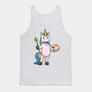 Unicorn at Painting with Brush & Colour Tank Top